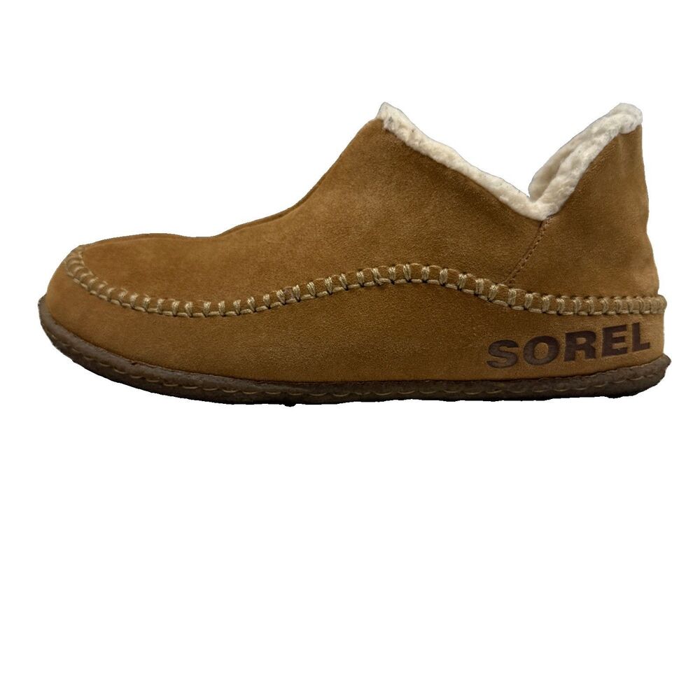 Sorel Manawan II Slipper Men 9 NM3477-286 Brown Faux Fur Lined Ankle Boot Suede